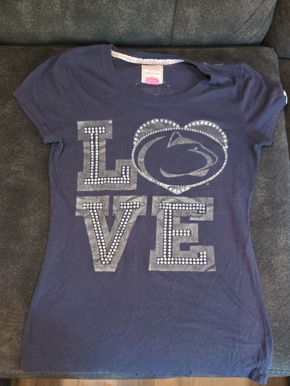 Victoria's Secret Navy Rhinestone 'LOVE' Graphic Tee